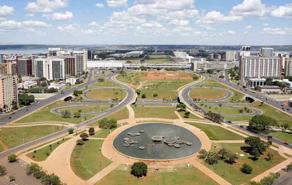 A drone view of the city of Brasilia. 