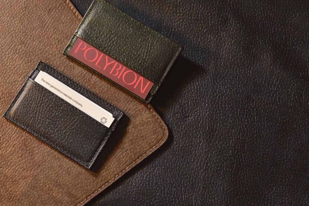 Polybion used to make leather looking wallets in brown and black.
